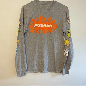 Gray long sleeve Nickelodeon T-shirt with Characters on sleeves. Very cool.